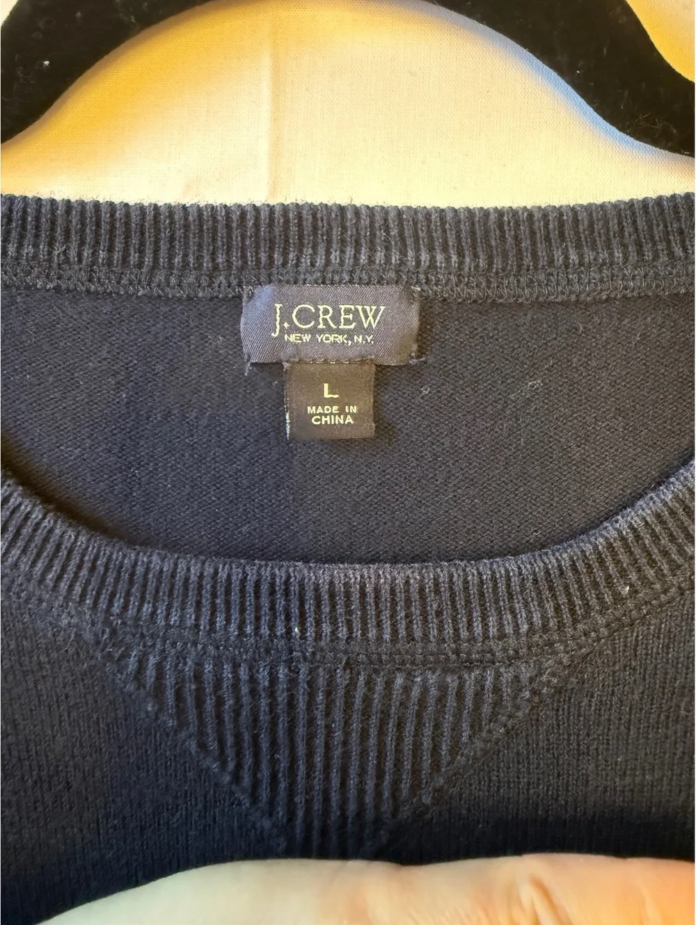 J.Crew Men’s Black Crewneck Cotton Sweater Size L 100% Cotton Classic Pullover